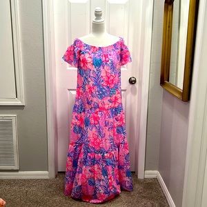 Lily Pulitzer off the shoulder maxi dress. NWT.